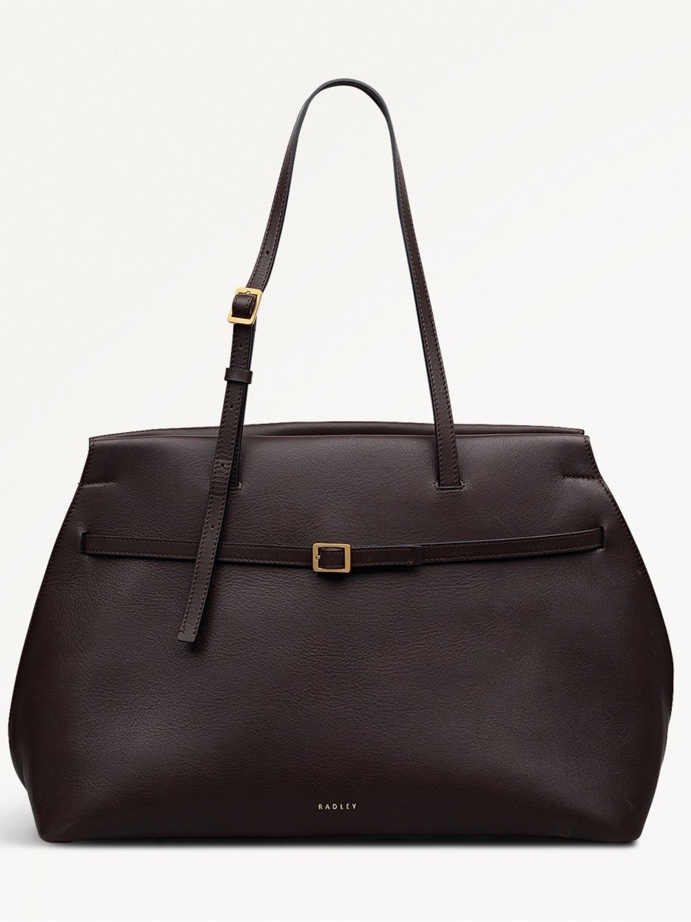 RADLEY LONDON Dark Brown Leather Tote with Slim Belt Detail